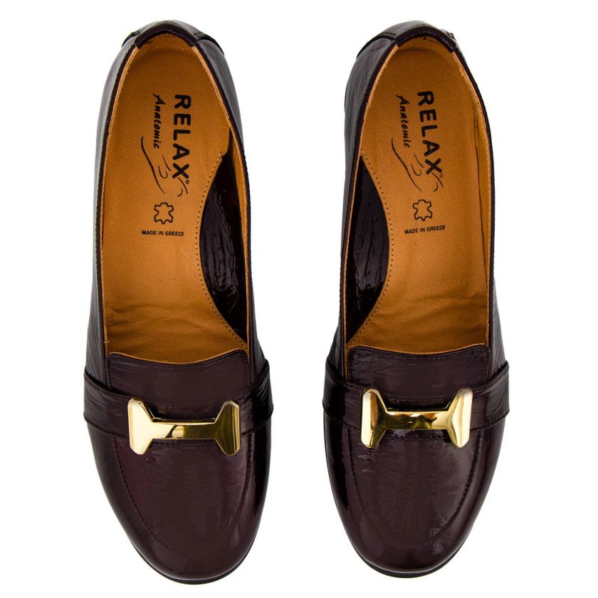 Φωτογραφία σόλας RELAX 1298-03 ΜΠΟΡΝΤΩ ΔΕΡΜΑ-ΛΟΥΣΤΡΙΝΙ