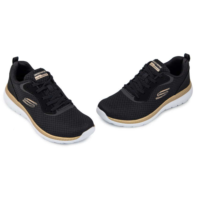Φωτογραφία ζευγάρι SKECHERS 12606-BKRG ΜΑΥΡΟ ΥΦΑΣΜΑ