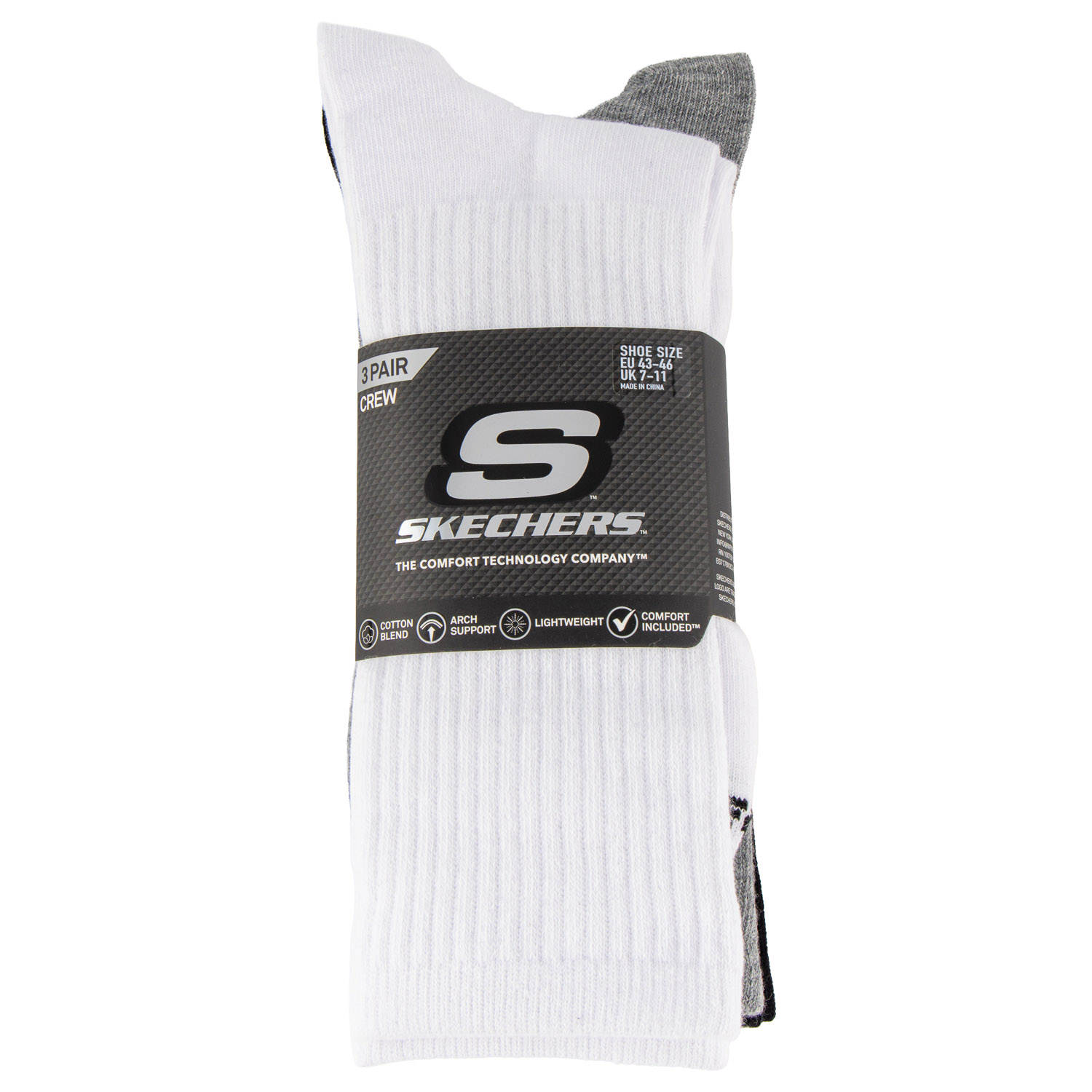  SKECHERS S601102-107 ΓΚΡΙ-ΛΕΥΚΟ-ΜΑΥΡΟ ΥΦΑΣΜΑ