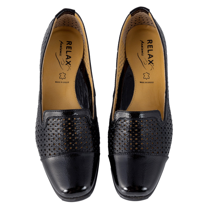 Φωτογραφία σόλας RELAX 2337-03 ΜΑΥΡΟ ΔΕΡΜΑ ΛΟΥΣΤΡΙΝΙ